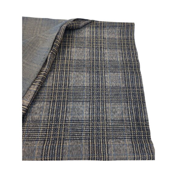 Vintage Navy Plaid Polyester Fabric 23x60 Inches Sewing Material - Picture 1 of 8